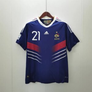 2010 France Home Retro Jersey  With 21#ANELKA