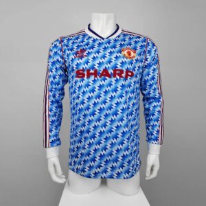 90-92 Manchester United Blue Long Sleeve Retro Jersey