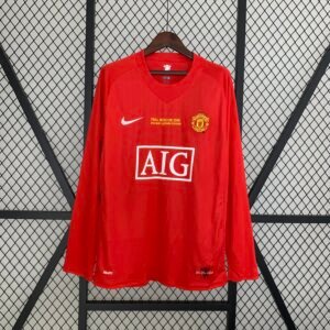 2007-08 Manchester United Home UCL Version Long Sleeve Retro Jersey