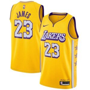 19-20 Lakers Yellow V-Neck Hot Pressed Jersey