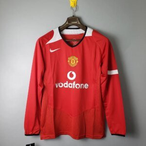2005 Manchester United Home Red Long Sleeve Retro Jersey