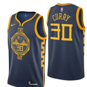 Golden State Warriors Blue with Chinese on Chest Hot Pressed Jersey
